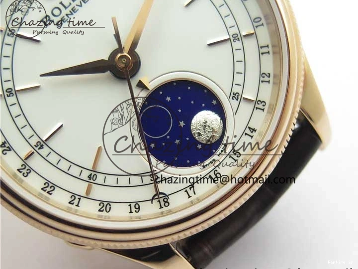 1229 Cellini 50535 Moonphase RG GMF Best Edition White Dial on Brown Leather Strap A Lightweight 2634